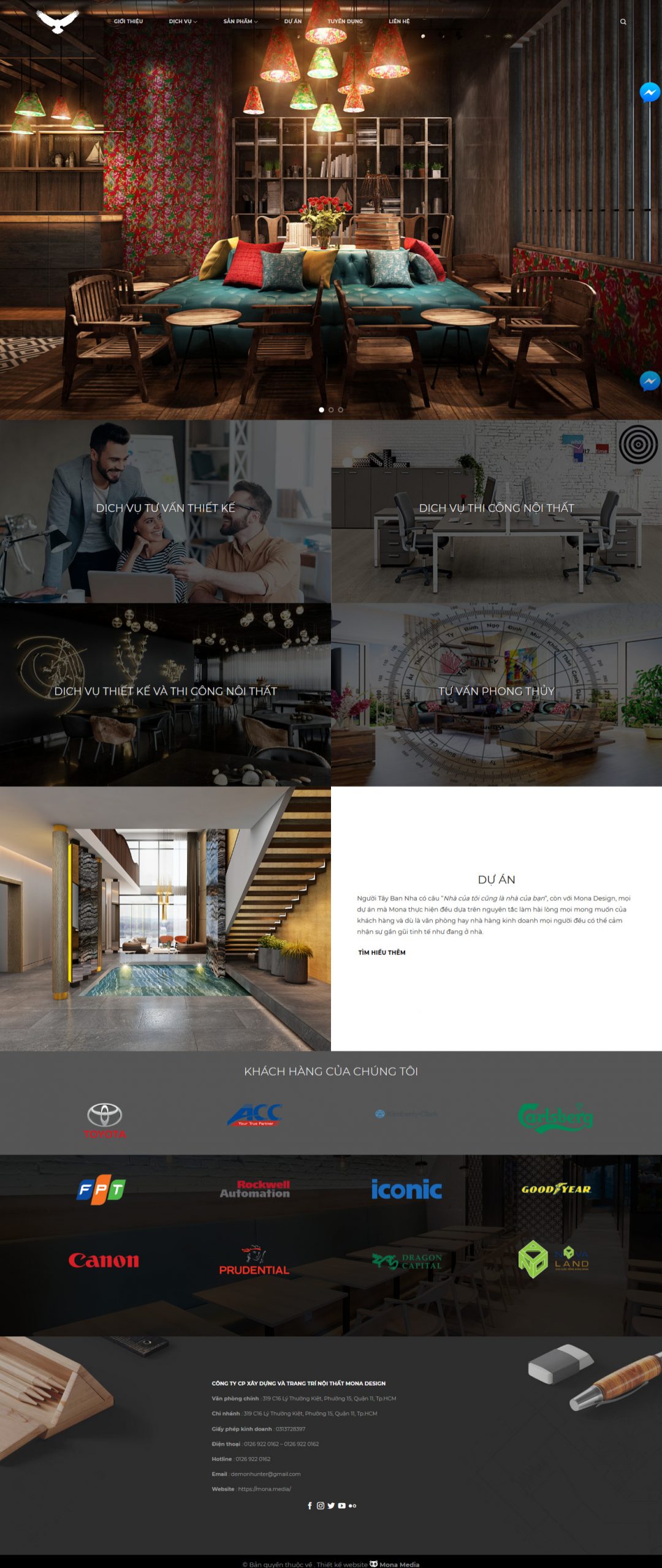 Mẫu Website Thiết Kế Nội Thất Mona Design