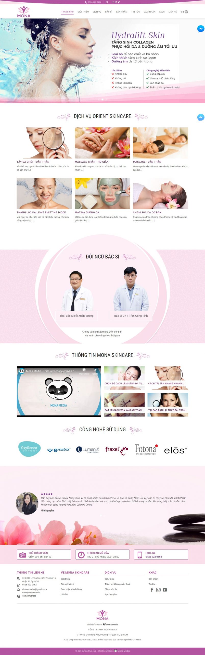 Mẫu Website Giới Thiệu Trung Tâm Điều Trị Và Chăm Sóc Da