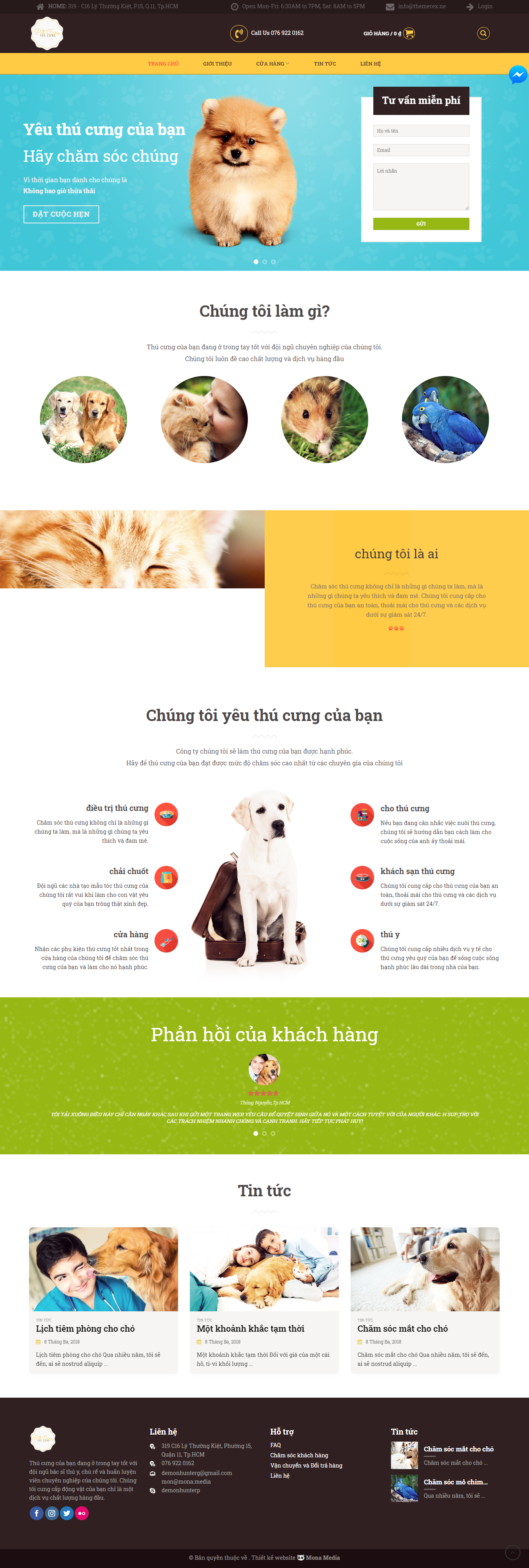 Mẫu Website Cửa Hàng, Phòng Khám Thú Cưng Thân Thiện