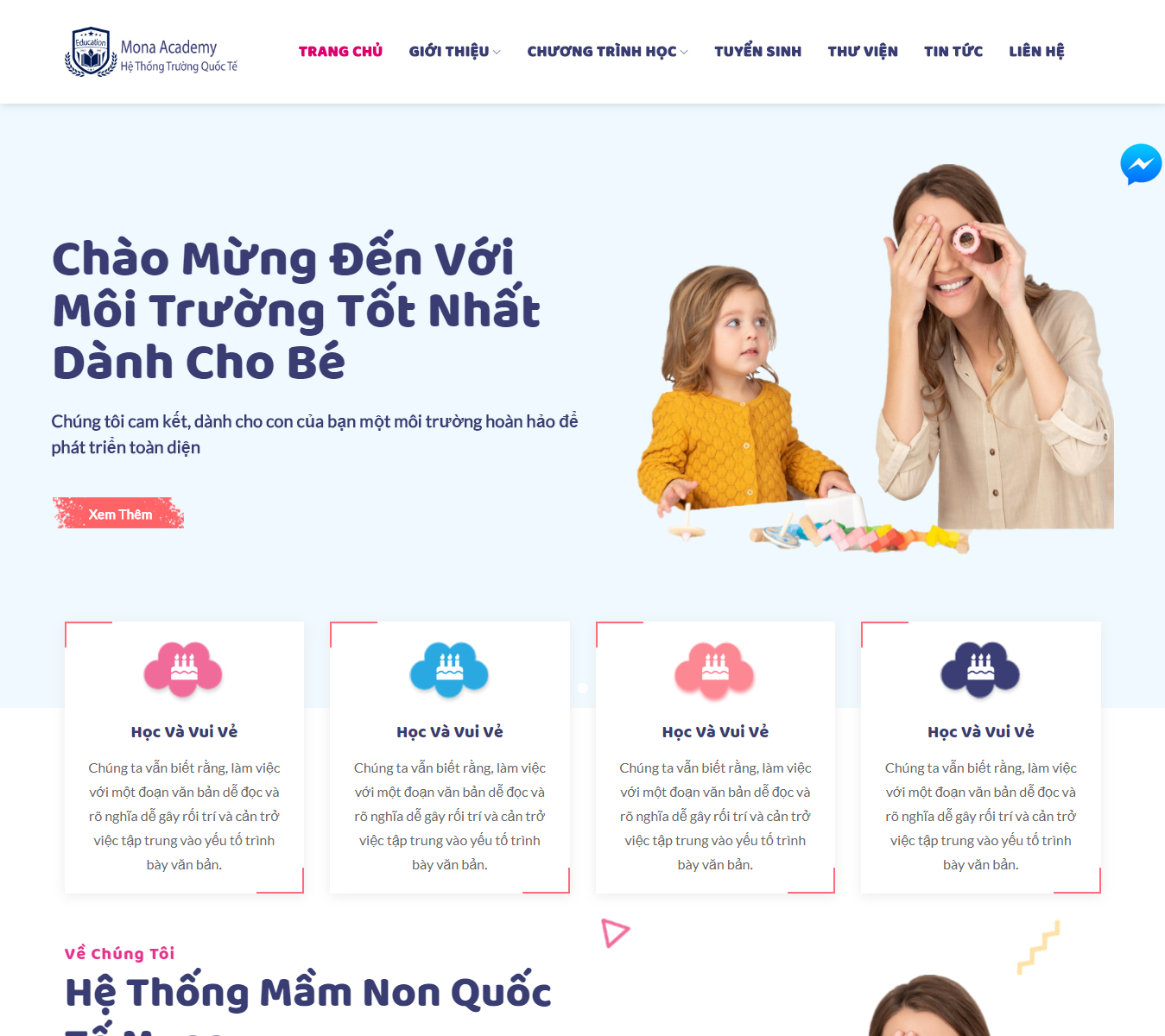 mẫu website trường mần non vui tươi